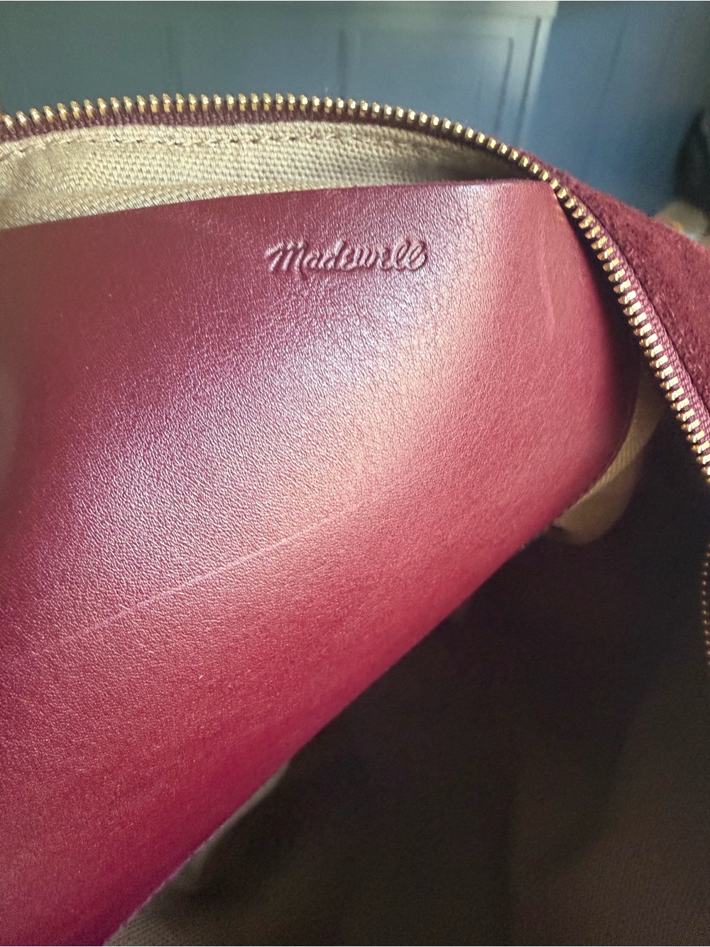 Madewell Essential Curve Shoulder Bag Suede Deep Merlot EUC - Picture 7 of 7